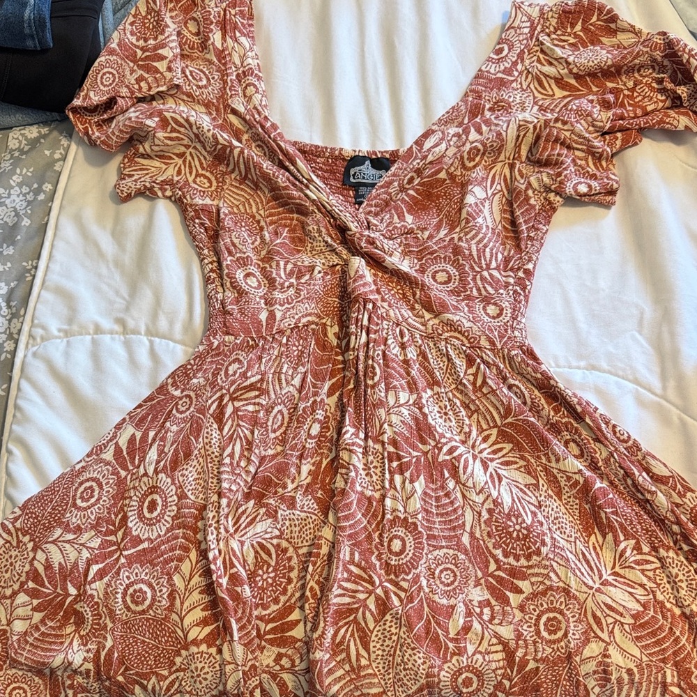 Angie Rust and Cream Textured Top